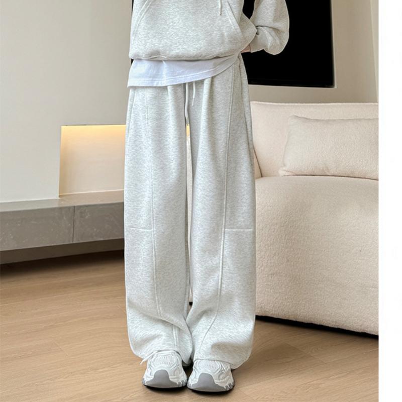 Sport Pants for Women In Autumn and Winter New High-waisted Velvet Wide-leg Pants Narrow Version Straight Banana Casual Pants