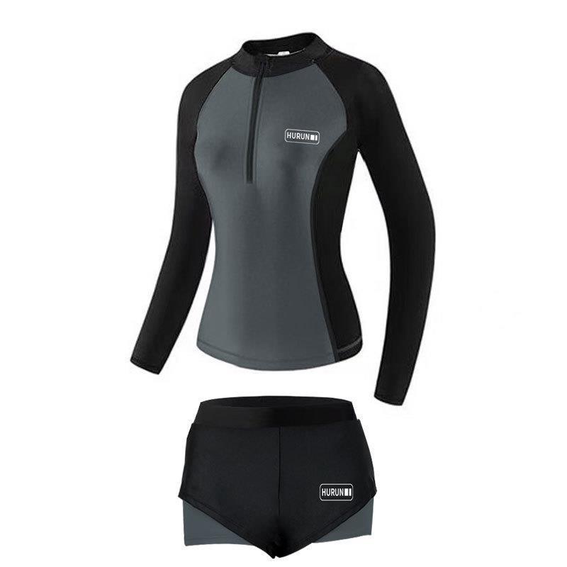 Couple's Snorkeling & Surfing Swimwear: Men's Long Sleeve Sun Protection Top & Women's Two-piece Diving Suit