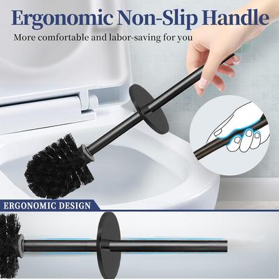 Stainless Steel Freestanding Toilet Bowl Brush and Holder With Long Handle for Bathroom Storage Organization Deep Cleaning Brush