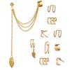 Women's Ear Cuff Set No Piercing Ear Wrap Ear Climber Gold Plated Huggie Hoop Earrings Geometric Hollow Out Statement Ear Jewelry Gift