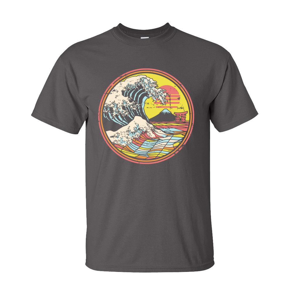 Hip Hop Man TShirts Great Retro Circle Wave Kanagawa Summer Autumn Tops T Shirt New Arrival Crewneck 100 Cotton TShirt