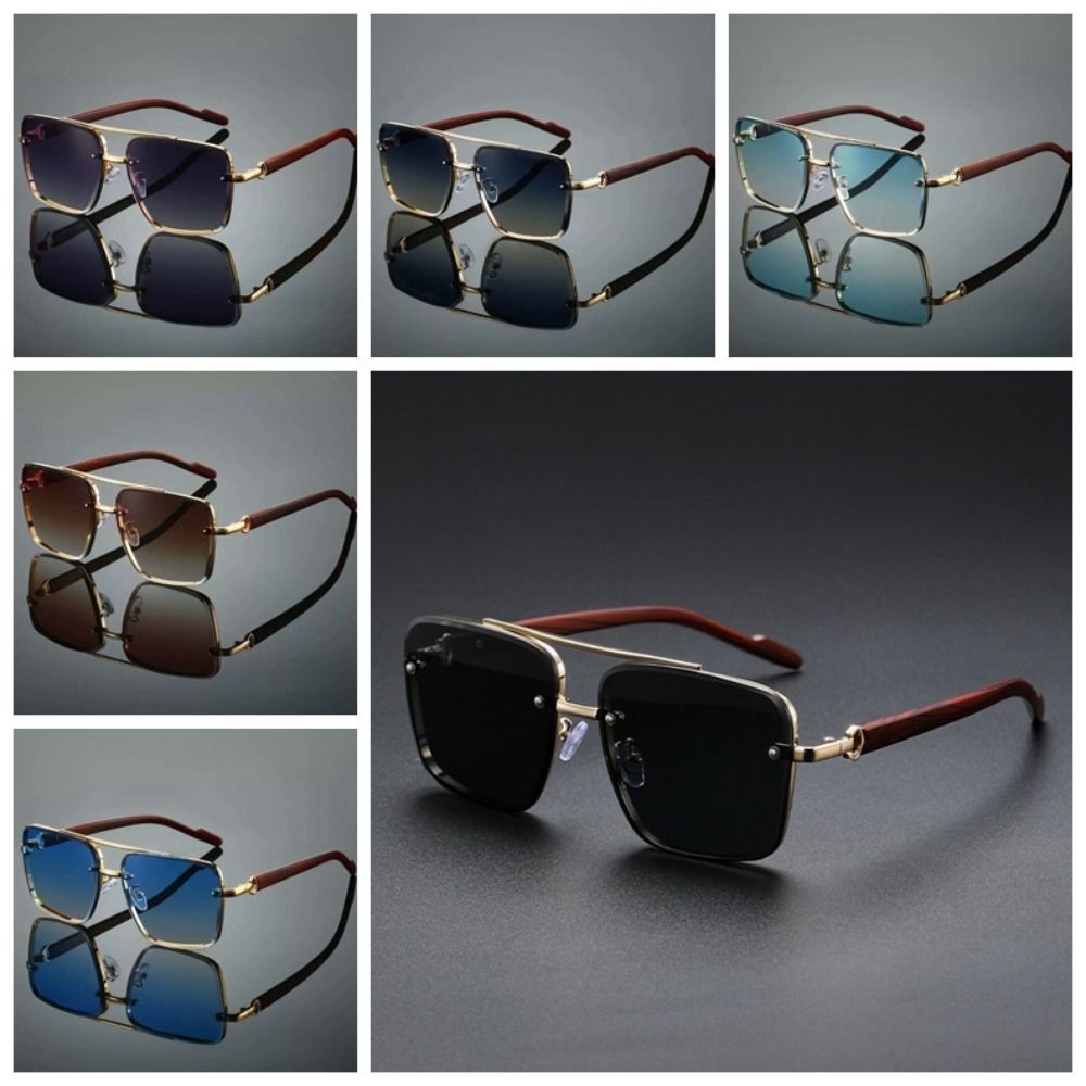 Zinc Zinc Alloy Double-bar Sunnies Eyewear Anti-UV Plain Glasses Unisex Polarized Sunglasses  Summer