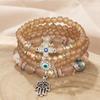 4Pcs Bohemian Acrylic Beads Bracelet Set For Women Fatima Hand Cross Evil Eyes Charm Elastic Chain Bangle Men Fashion Party Jewe