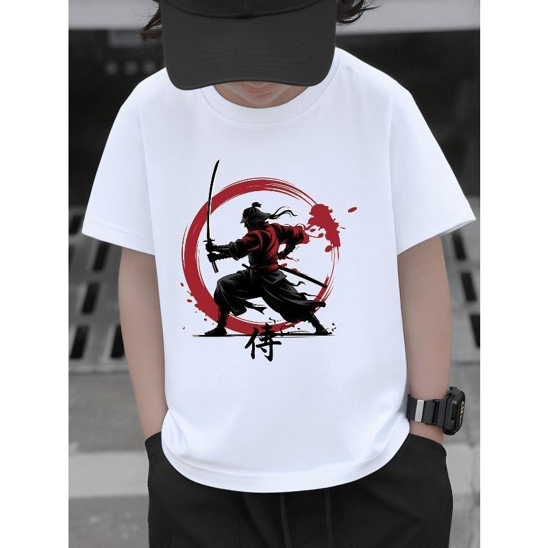 Taglie europee T-shirt da ragazzo Design Artistico Stampato, Ideale per Attività all'Aperto, Morbido Top a Maglia, Comodo e Traspirante, Adatto per l'Estate