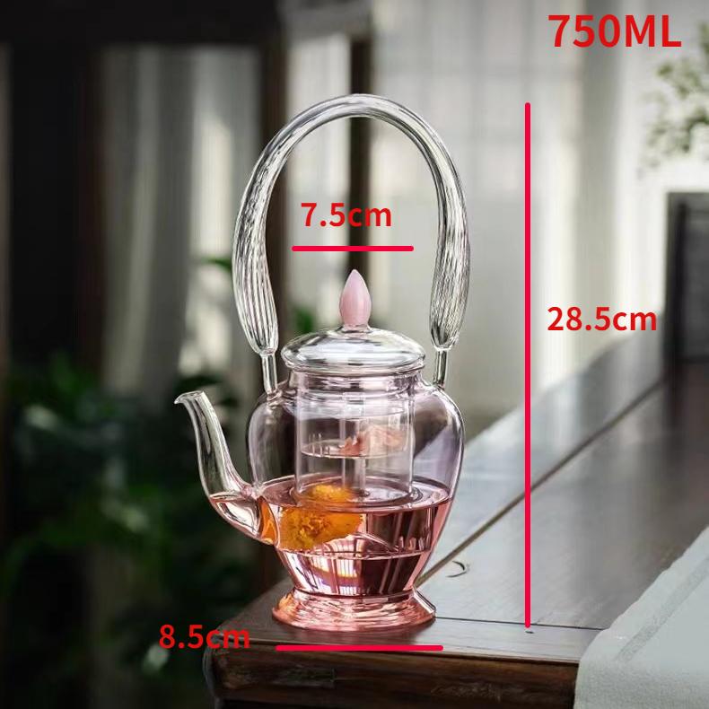 Ceainic din Sticlă Borosilicată Înaltă Roz Ceainic Inclinabil Ceainic pentru Gătit Ceainic pentru Ceai Ceainic de Uz Casnic pentru Fierberea Apei