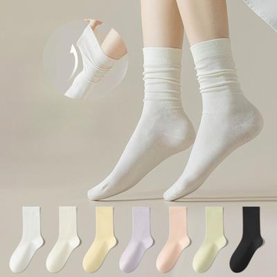 Reine Baumwolle Atmungsaktiv Schweißabsorbierend Herbst und Winter Knochenlose Florsocken Baumwollsocken Mittelrohrsocken für Frauen