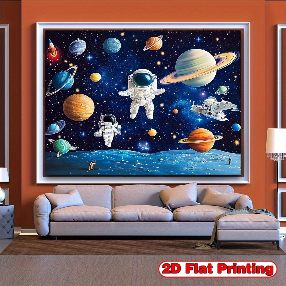 2D plane 2D banner 1 piece of background fabric with cosmic planet and astronaut scene - Birthday Party