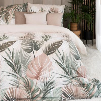 LUSH Bedding Set 160x200 Cm - Cotton Sateen, Tropical Leaf Pattern