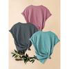 Mother's Day Gift 3 Pack Sun Letter Print Retro Women Round Neck Short Sleeve T Shirts Casual Sports Tops