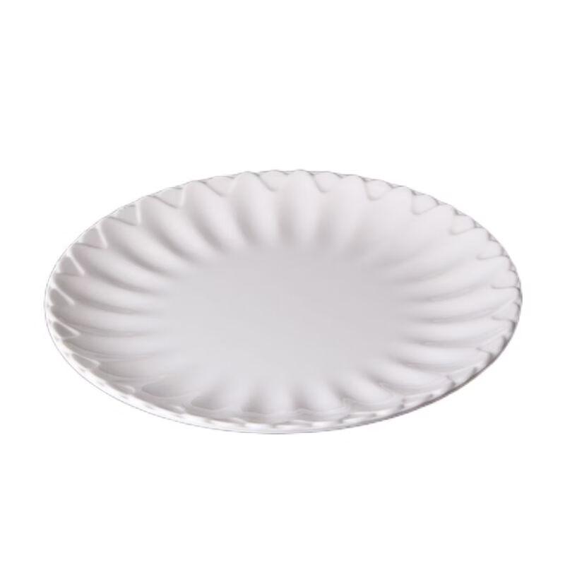 Qianxing A8 White Melamine Chrysanthemum Dinner Plates, 8 Inch (Set of 5)