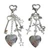 Y2K Punk Heart Snake Bow Pendant Keychain Personality Sweet Cool Beaded Keyring  Bag Charms Key Holder Gifts
