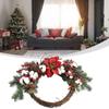 1pc Christmas Wreath Non-woven Fabric Simulation Door Hanging Flower 37cm Christmas Day Supermarket Home Garland Xmas Decoration