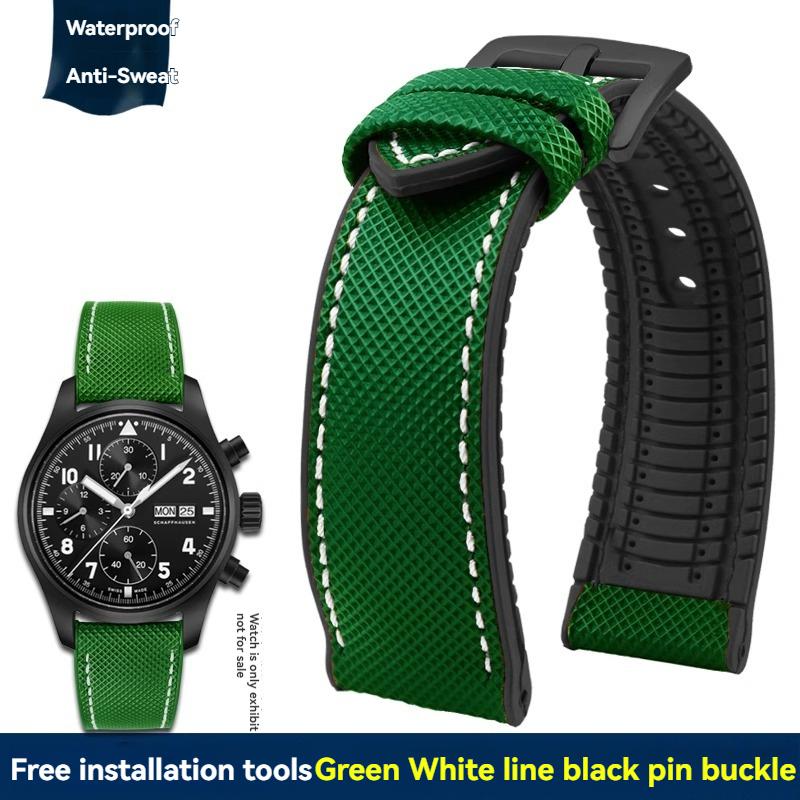 

20mm 21mm 22mm 23mm Nylon Rubber Bottom Waterproof Watch Band for Longines IWC Pilot Mark 18 Seiko Omega Series Watchband Strap 24mm