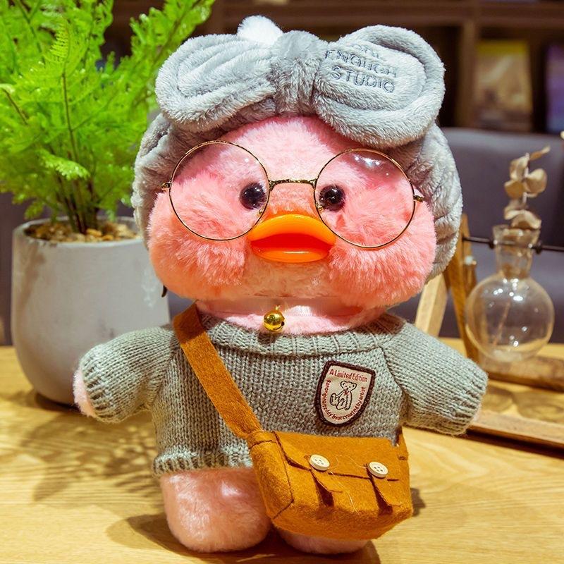 30cm Cartoon Cute Cafe Duck Plush Toy Stuffed Soft Plush Duck Doll Animal Pillow Birthday Gift for Kids Children