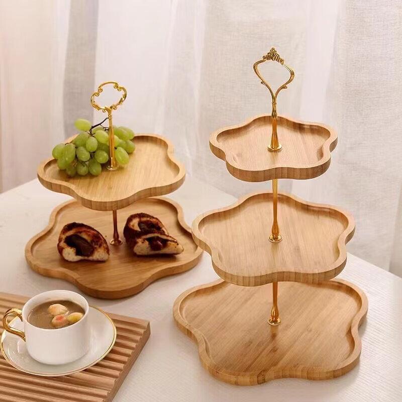 Nordic Wooden Double-Layer Serving Tray
