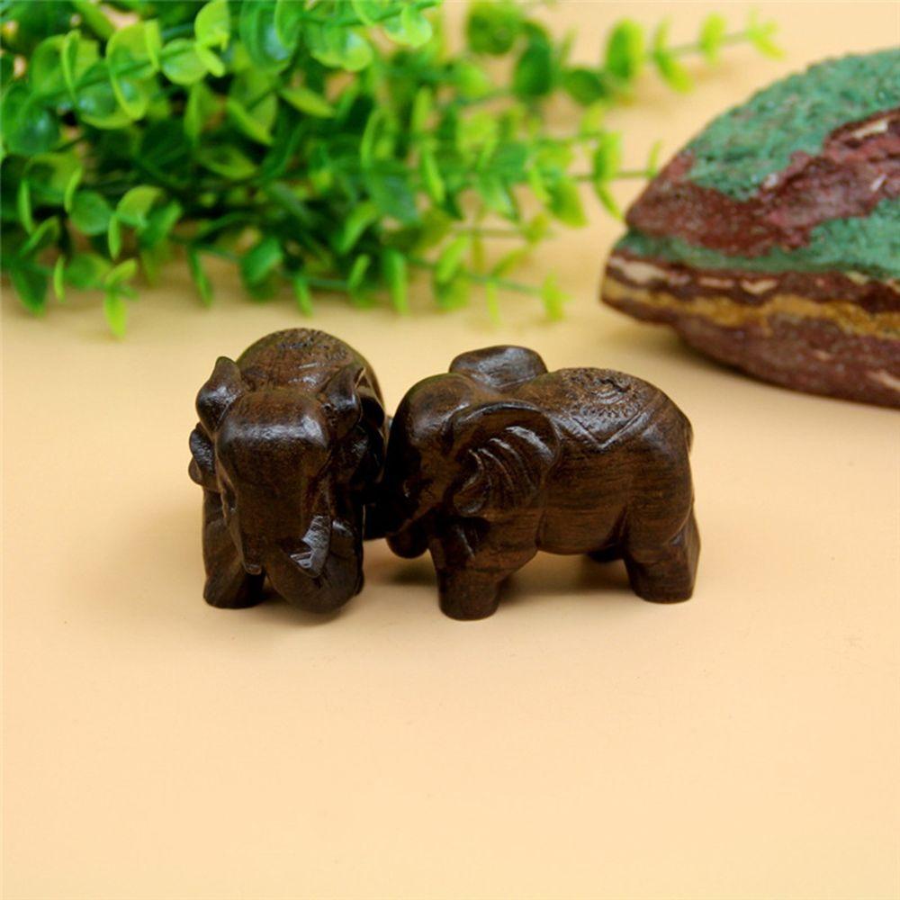 1/2 PCS Carved Fairy Garden Home Decor Miniature Craft Elephant Statue Natural Wood Animal Figurines