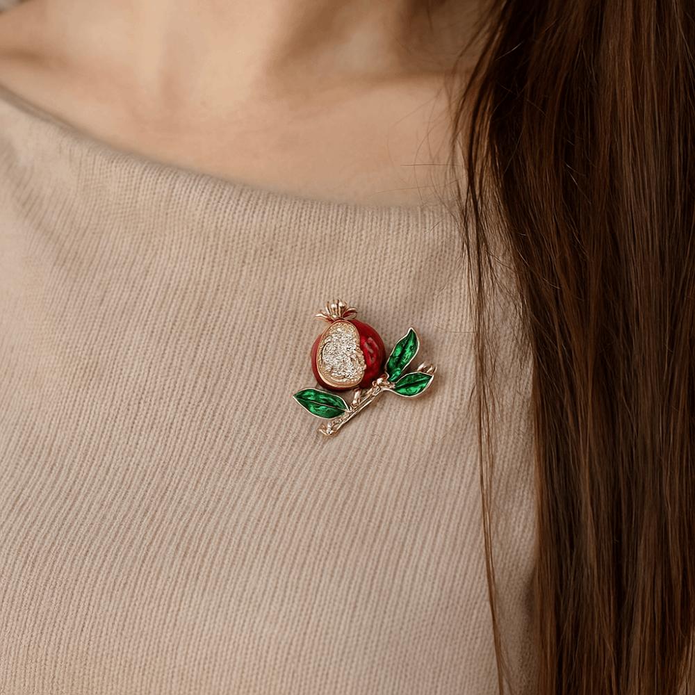 Rhinestone Decoration Enamel Pomegranate Brooches Pomegranate Brooches Jewelry  Wedding