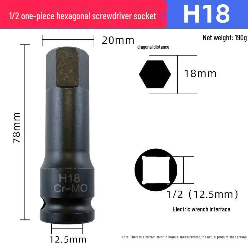 Hex 1/2" Air Impact Wrench Set with One-Piece Bit, Pneumatic Screwdriver, and Torx Socket