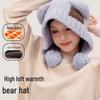 Women's Winter Knitted Hat with Ear Flaps and Integrated Scarf