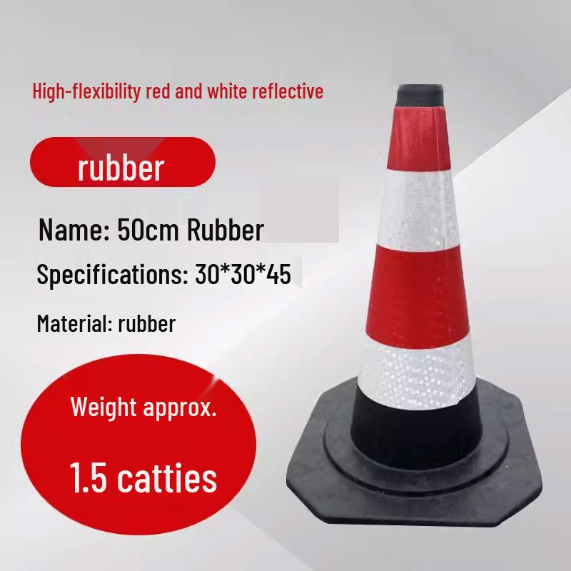 Reflective 90cm Rubber-Plastic Safety Cone with Ice Cream Handle for Road and Construction Use