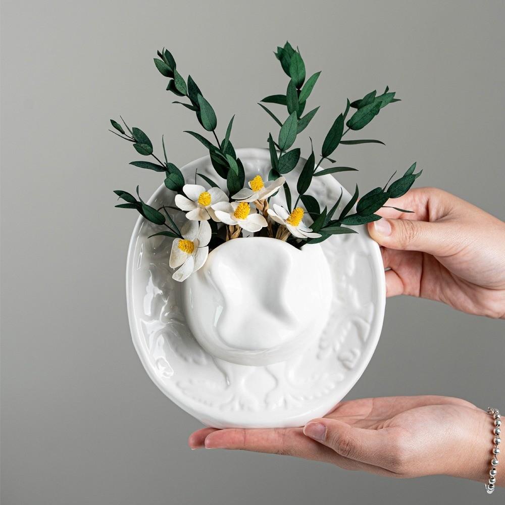 Einzigartige Cowboyhut-Vase Westernstil Blumenhalter Blumenarrangement Ornamente Heimdeko