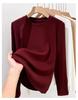 Women's Wool Silk Round Neck Base Layer Shirt - Autumn/Winter 2025 Collection, Velvet-Thickened for Warmth