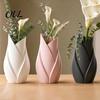 Kreativer Pflanzen-Display-Halter Blattförmige Kunstvase, 3D-gedruckte matte verdrehte florale moderne Skulptur Dekorative Vase für Blumen Blume Wohnzimmer