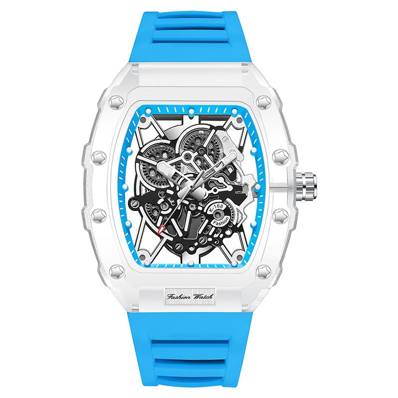 UTHAI Herrenuhr Mode Sport Nachtlicht Wasserdicht Transparent Eimerförmig Herrenuhr Quarz Uhr Uhr Herren Geschenk