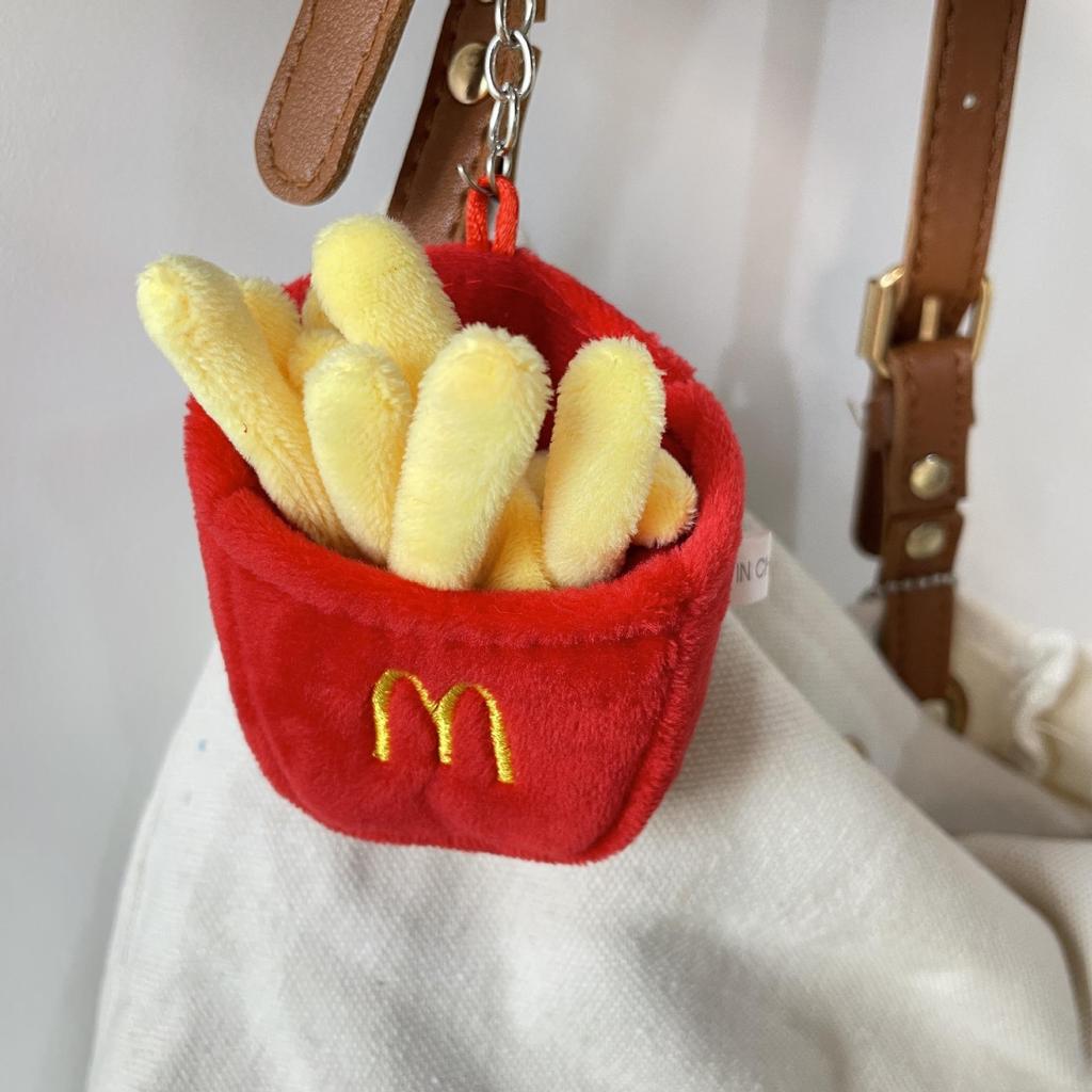 Roztomilý Kreslený Hamburger a Hranolky Plyšový Batoh Přívěsek na Klíče Panenka