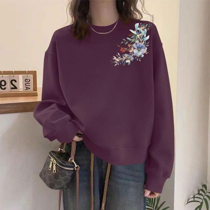 

Пуловер из чистого хлопка, осень, новая толстовка, женский, с принтом, нишевый дизайн, свободный, женский топ с длинным рукавом XXXL бордовый