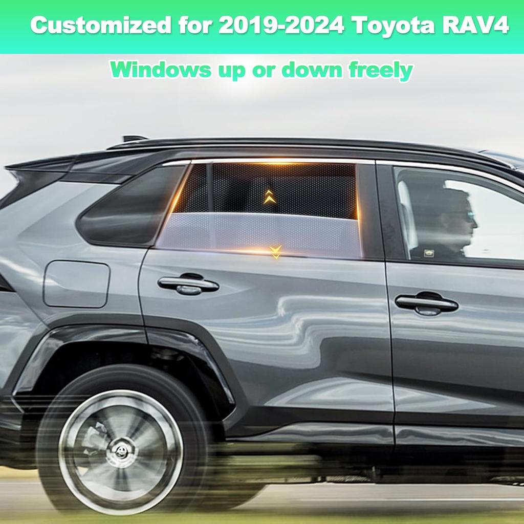 Car Window Shades For -2024 RAV4 Accessories - Rear Side Window Shade For Baby, Breathable Mesh Car Privacy Window Covers, UV Protection And Heat