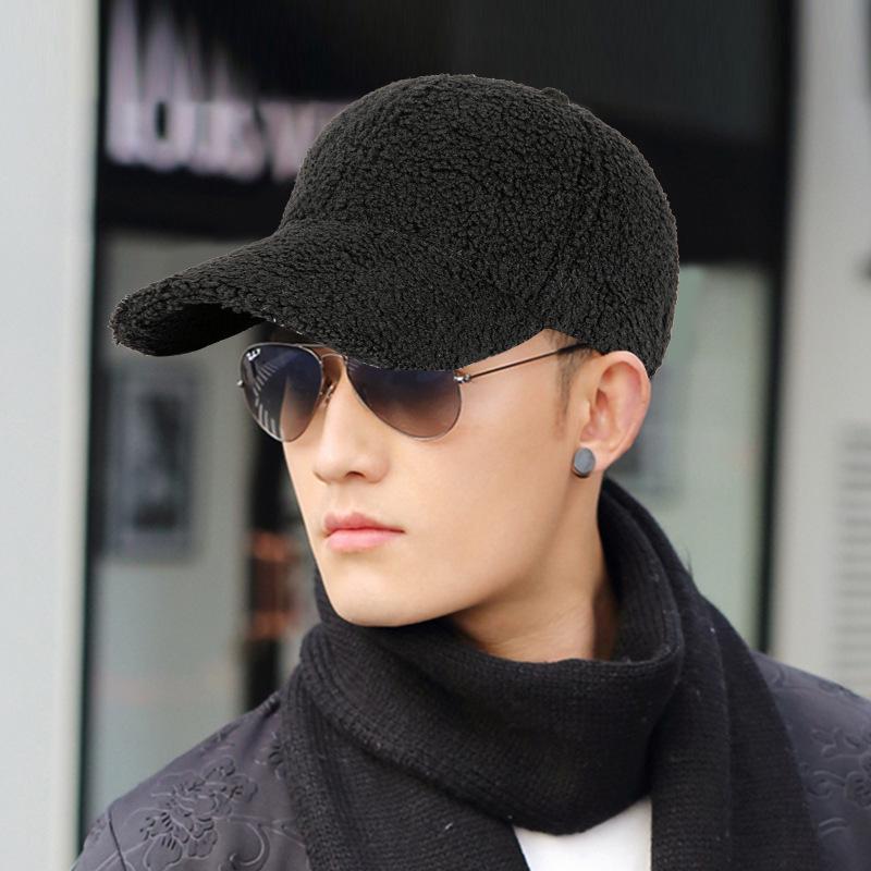 Autumn/Winter Korean Style Plus Size Warm Lamb Fleece Ear Protection Baseball Cap - Unisex Cold-Proof Plush Duckbill Hat