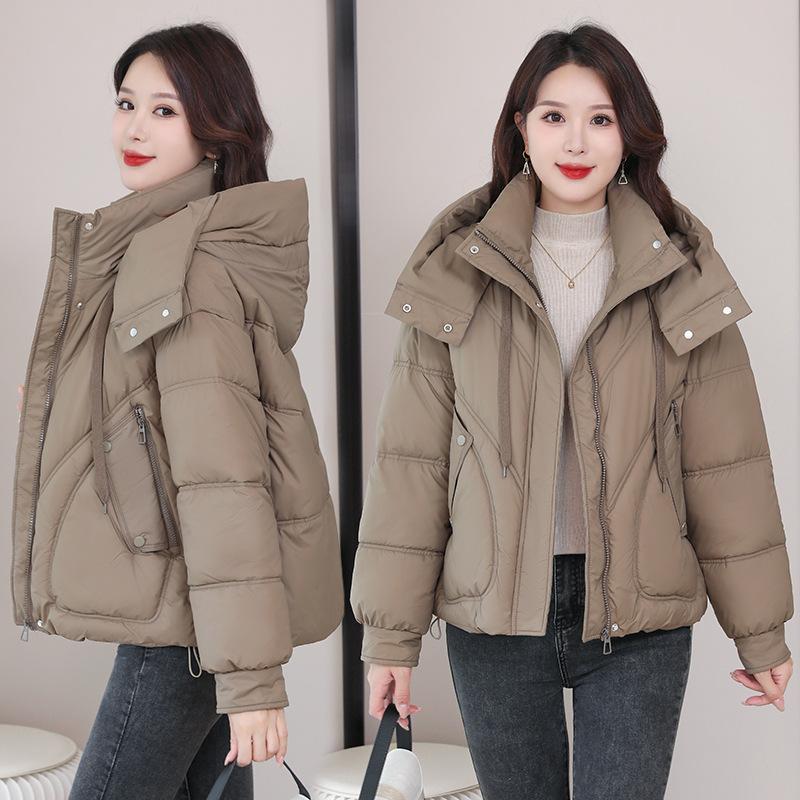 Fashionable Short Hooded Down Cotton Jacket for Women 2025 Winter New Age-reducing Slimming Versatile Thickened Padded Jacket