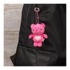 Shinada Gaburab Bear Mascot Plush Keychain, Pink, 10cm Height, Sharp Fangs, Slanted Eyes, Cool Bear Design, Lightweight, Attachable To Bags/Belts,