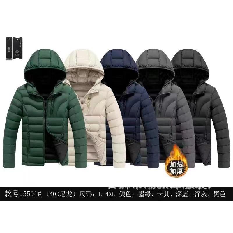 D High elastic ribs clothes men's fleece thickened cotton clothes with hat fleece cotton pat cotton