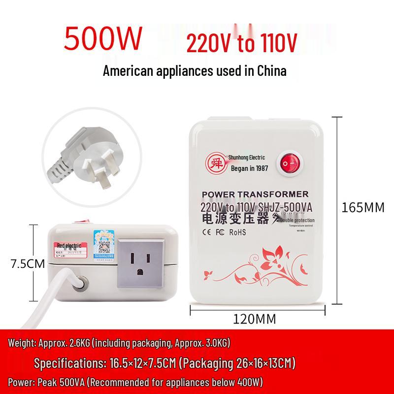 Shunhong 220V to 110V Voltage Converter for USA/Japan - 500W, 2000W, 3000W Household Transformer