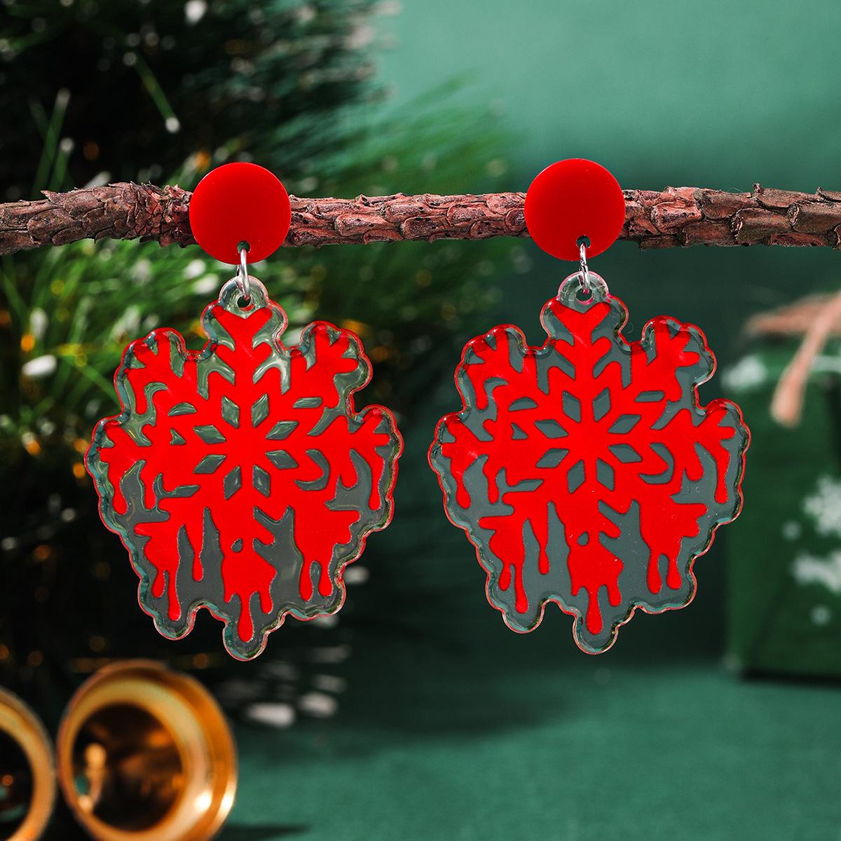 Двусторонние акриловые серьги-снежинки Санта для женщин