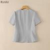ZANZEA Camicetta estiva casual da donna con scollo rotondo e maniche corte