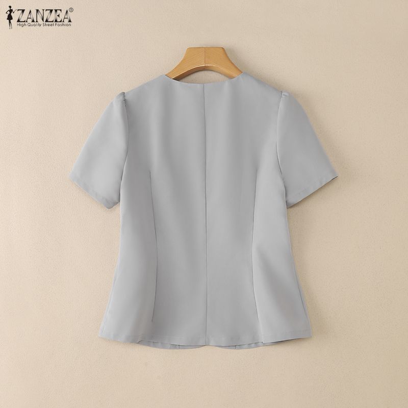 ZANZEA Camicetta estiva casual da donna con scollo rotondo e maniche corte