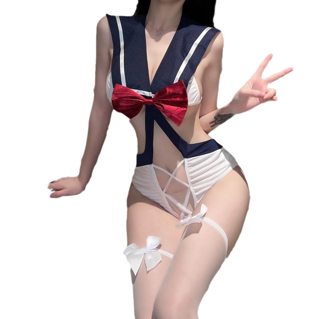 Shi Meisha: Sexy Lingerie Sexy Uniform Seduction Hollow Student Onesie Hot Cosplay Suit Woman
