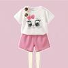 Summer Breathable Waffle Girls Fashion Outfits Kids T Shirt and Shorts 2pcs Sets Sport Running