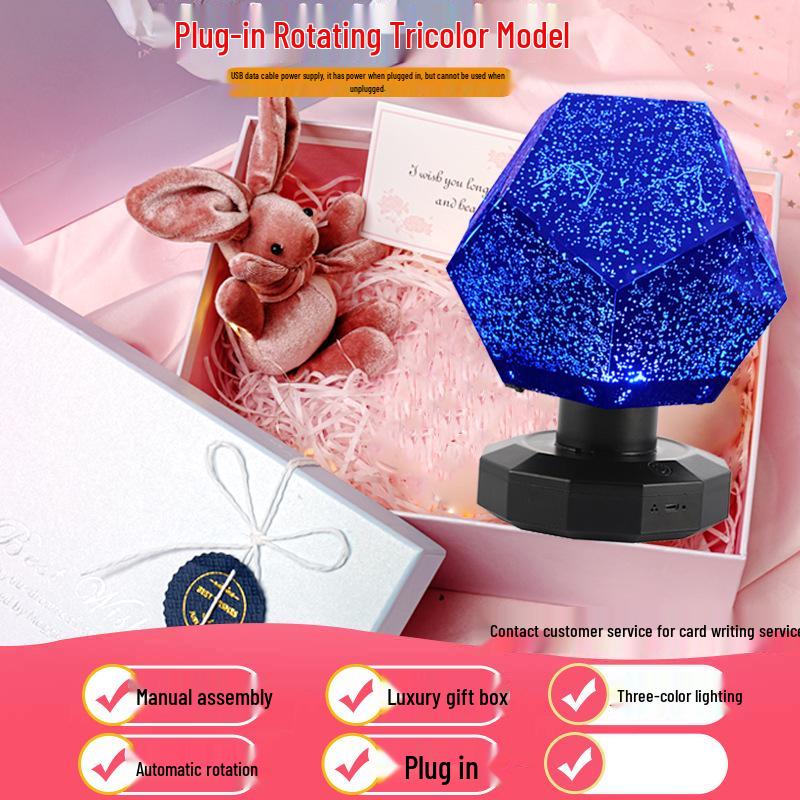 Four Seasons Rotating Starry Sky Projector Lamp - Romantic Constellation Night Light