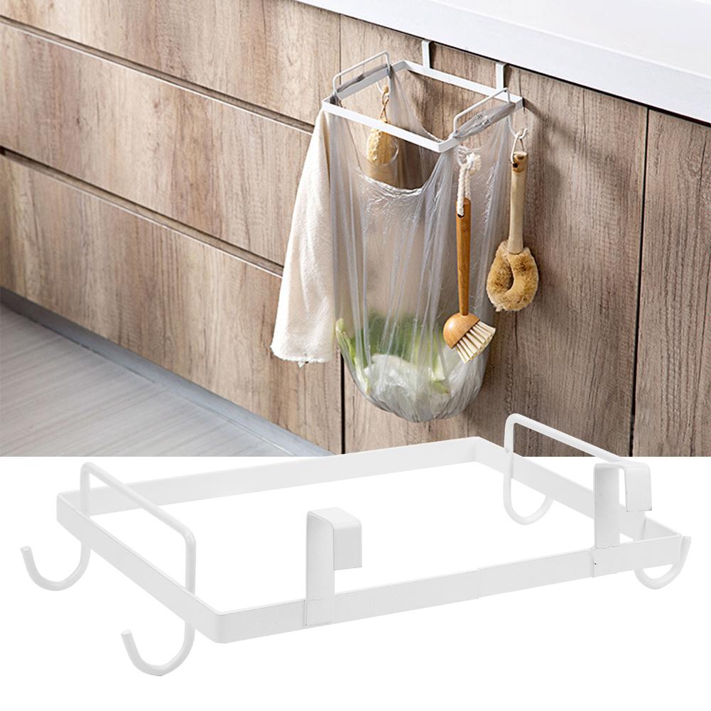 Household Hanging Iron Garbage Bag Rack Stand Bracket Trash Storage Holder Kitchen Accessory