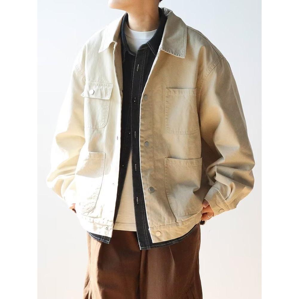 2025 Men's Trendy Casual Workwear Lapel Jacket - Long Sleeve Spring/Autumn Outerwear