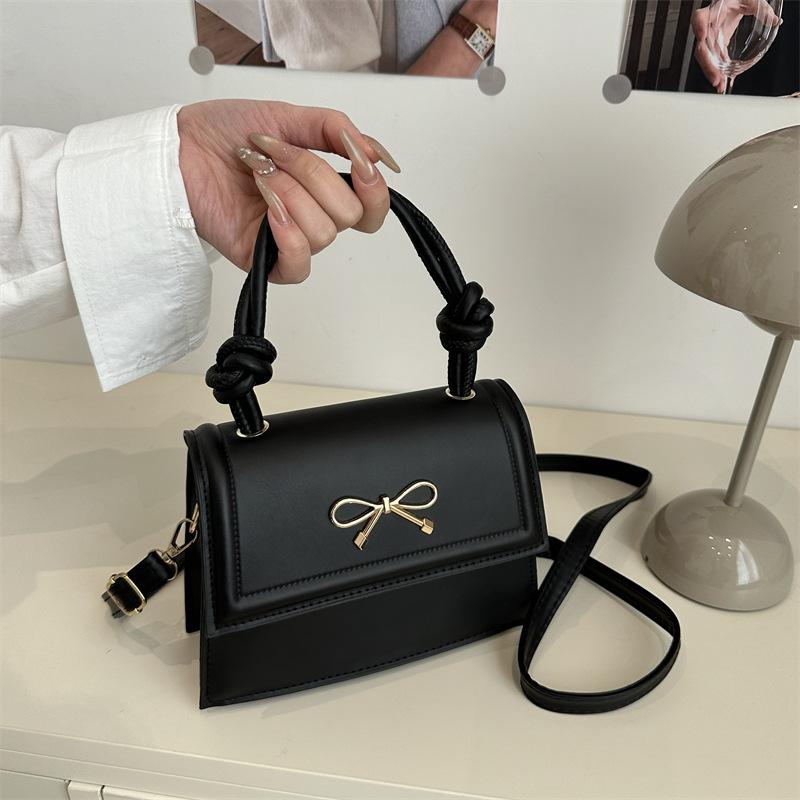 

Модный бант пружина новая простая женская сумка для отдыха нишевая персонализированная для поездок однотонная сумка-мессенджер чёрный