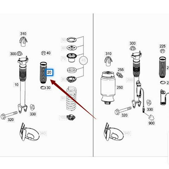 Rear Shock Absorber Dust Cover for Mercedes-Benz W166 - Compatible with A1663260498