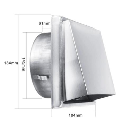 Wall Air Vent Outlet 304 Stainless Steel Metal Cover Exhaust Grille 125mm/150mm Adjustable Air Valve For Bathroom Kitchen Office