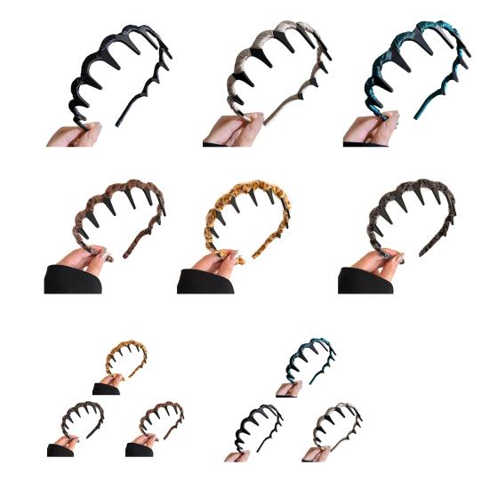 1/3ks Dámská čelenka Široká Elastická Protiskluzová Design se Zuby Obruč do Vlasů Čelenka Nestahující Vlasy Vlasové Doplňky