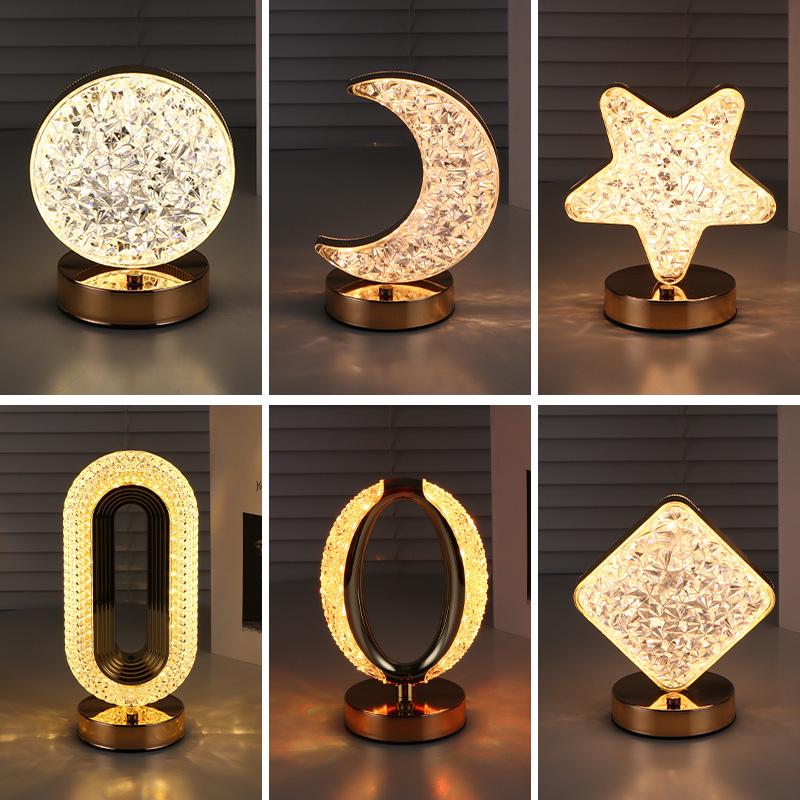 Star Moon Touch Lamp: Three-Color Rechargeable Night Light, Ideal for Bedroom or Birthday Gift.