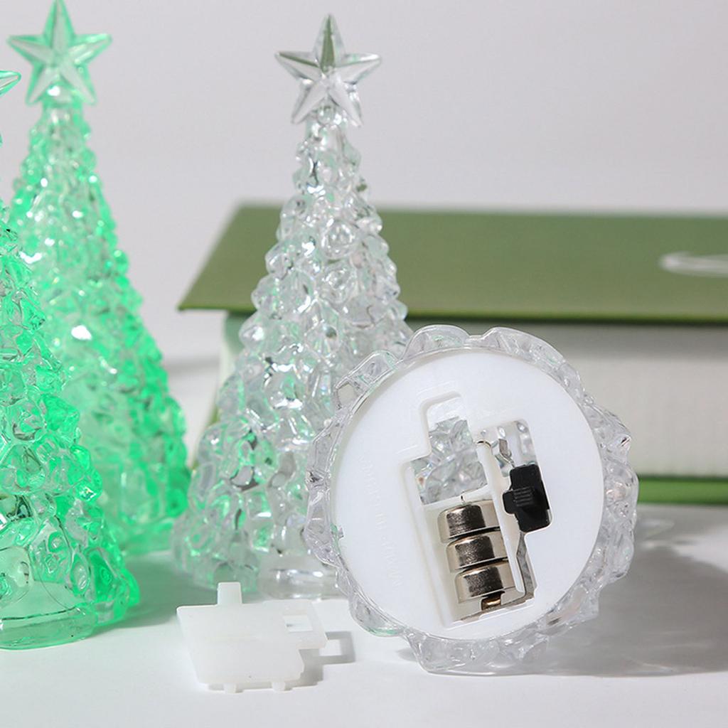 Christmas Tree Luminous Toy Crystal Night Lights LED Lamps Desk Ornament Decorations Home Party Decors Kid Gifts